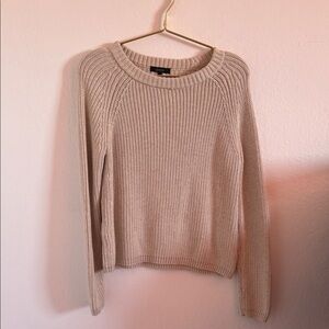 Quince Organic Cotton Cream Speckled Beige Fisherman Crew Sweater Size Small